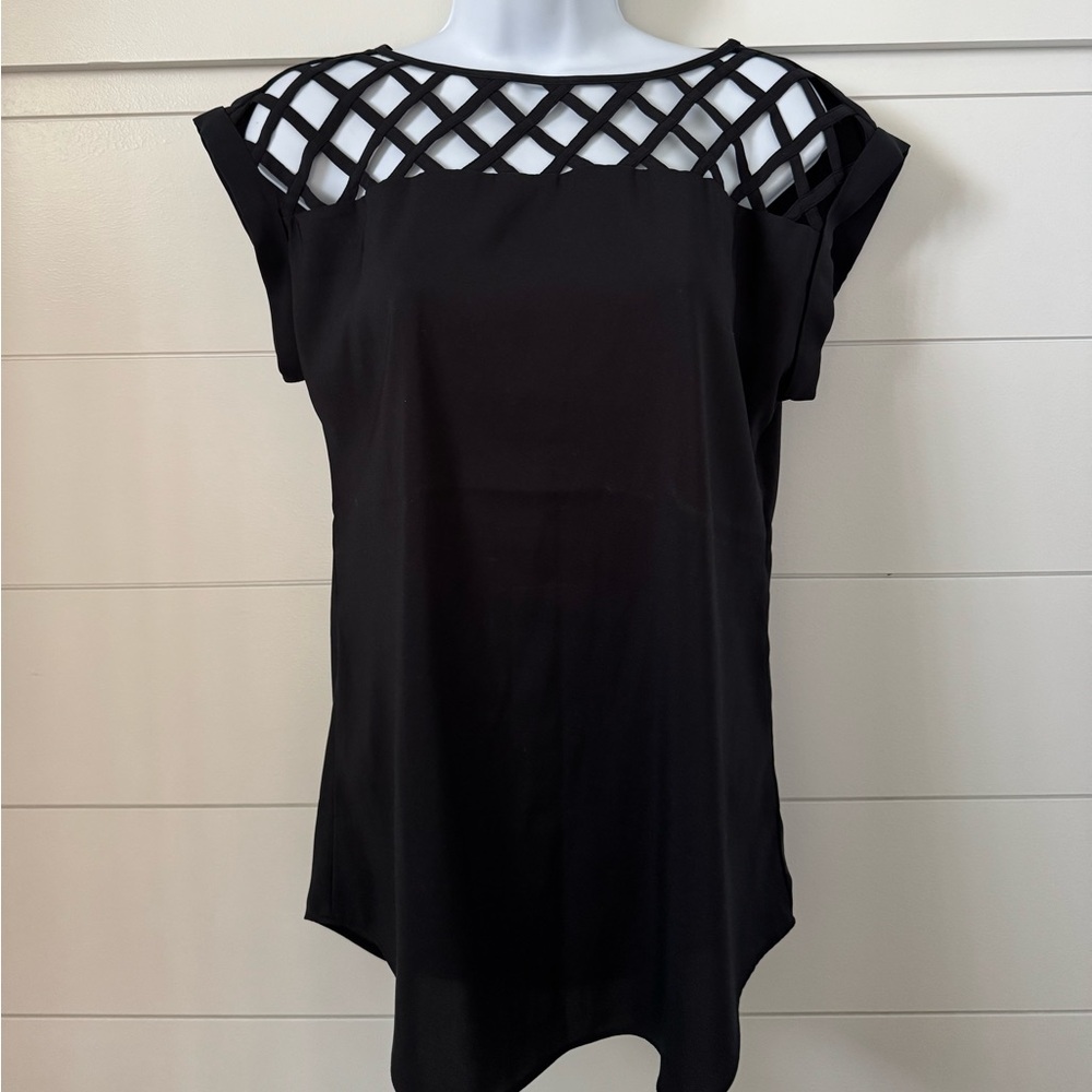 Express Black Lattice Women's Blouse, Women’s XS